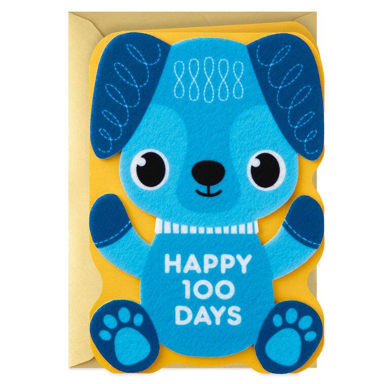 hallmark Happy 100 Days Felt Puppy New Baby Card