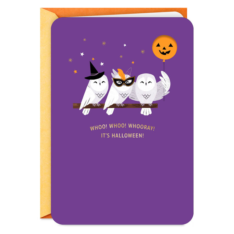 hallmark Happy-Go-Party Owls Halloween Card