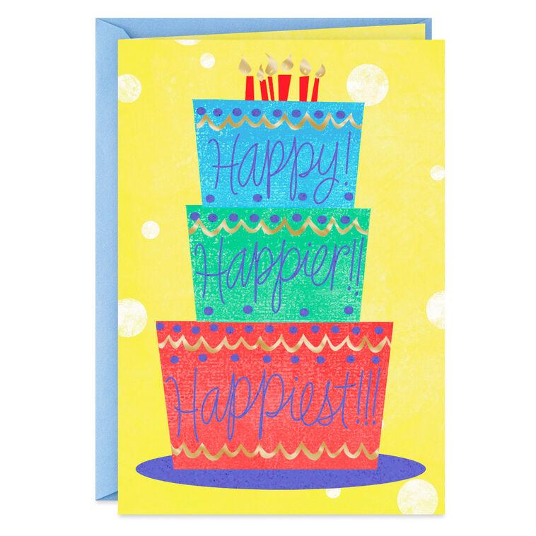 hallmark Happy Happier Happiest Birthday Card