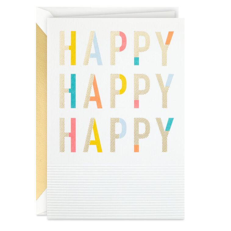 hallmark Happy Happy Happy Embossed Birthday Card