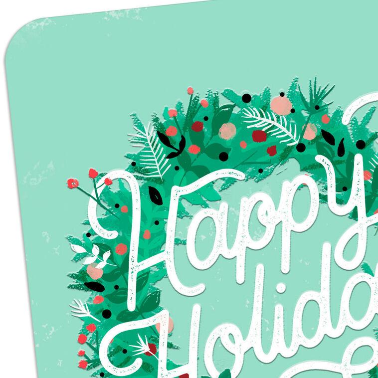Hallmark Happy Holidays Wreath Blank Holiday Card