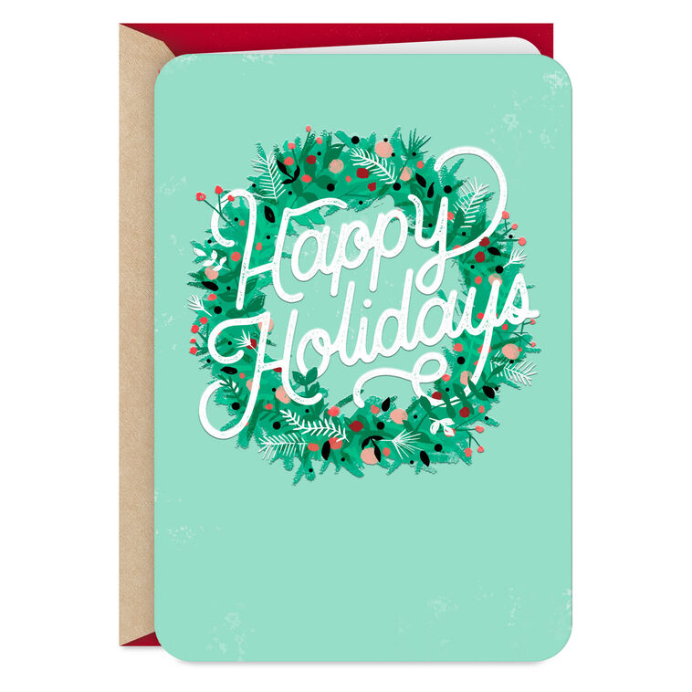 hallmark Happy Holidays Wreath Blank Holiday Card