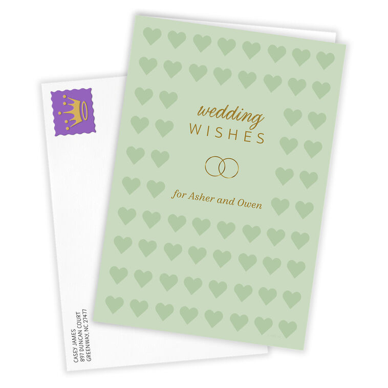 Hallmark Hearts And Gold Rings Custom Wedding Card