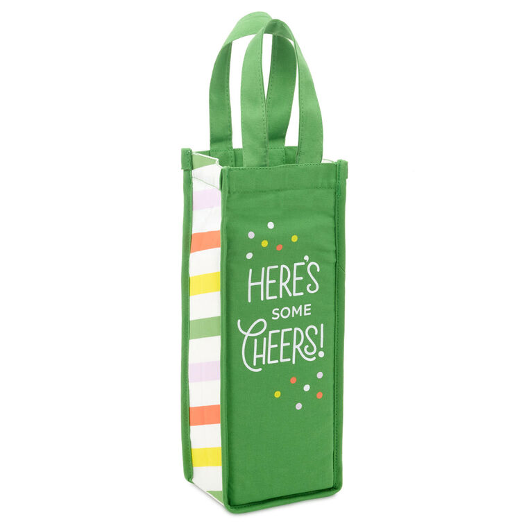 hallmark Here's Some Cheers Canvas Wine Bag