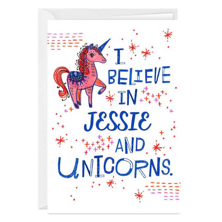 hallmark I Believe in You & Unicorns Custom Card