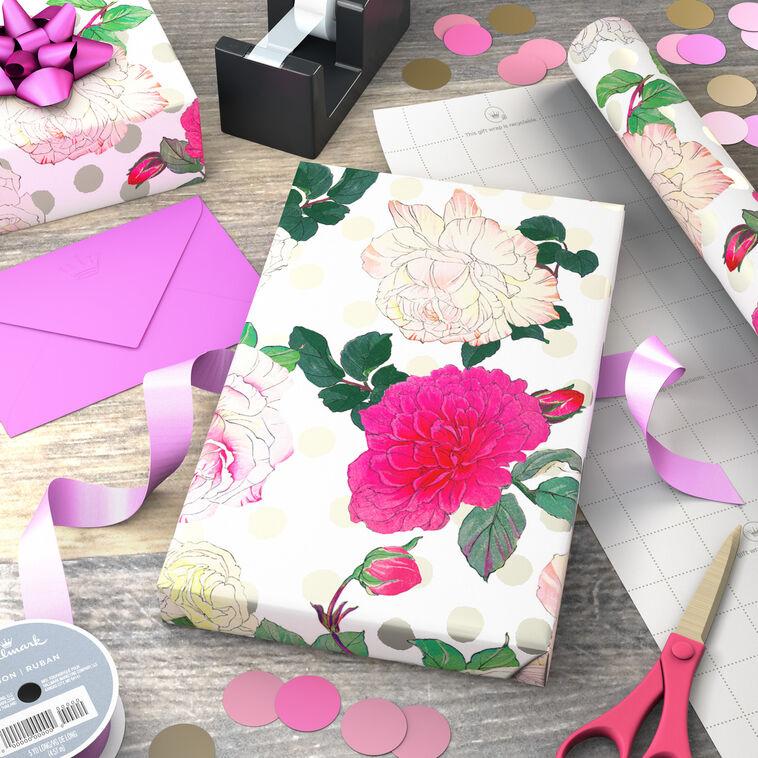 Hallmark Illustrated Roses Wrapping Paper 20 Sq. Ft