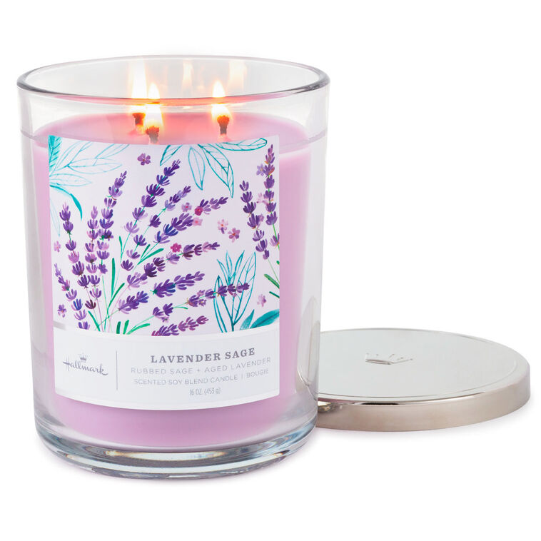 Hallmark Lavender Sage 3-Wick Jar Candle 16 Oz