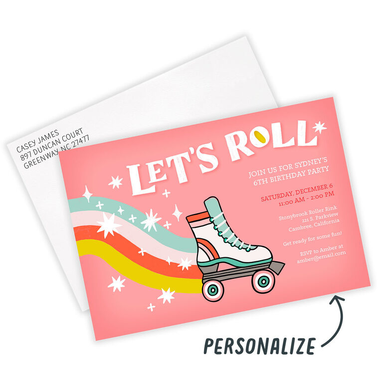 Hallmark Let's Roll Roller Skates Party Invitation