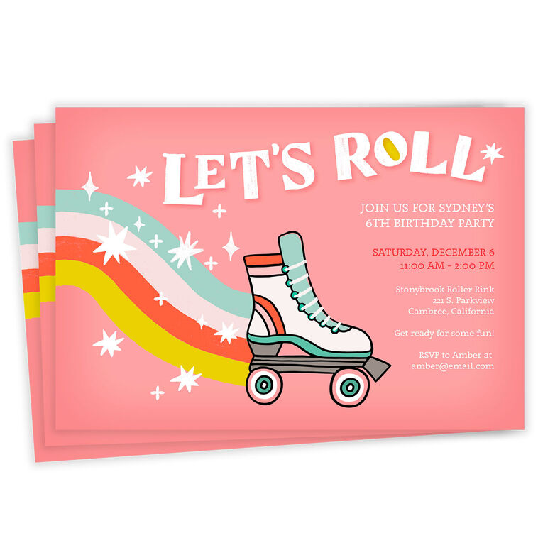 hallmark Let's Roll Roller Skates Party Invitation