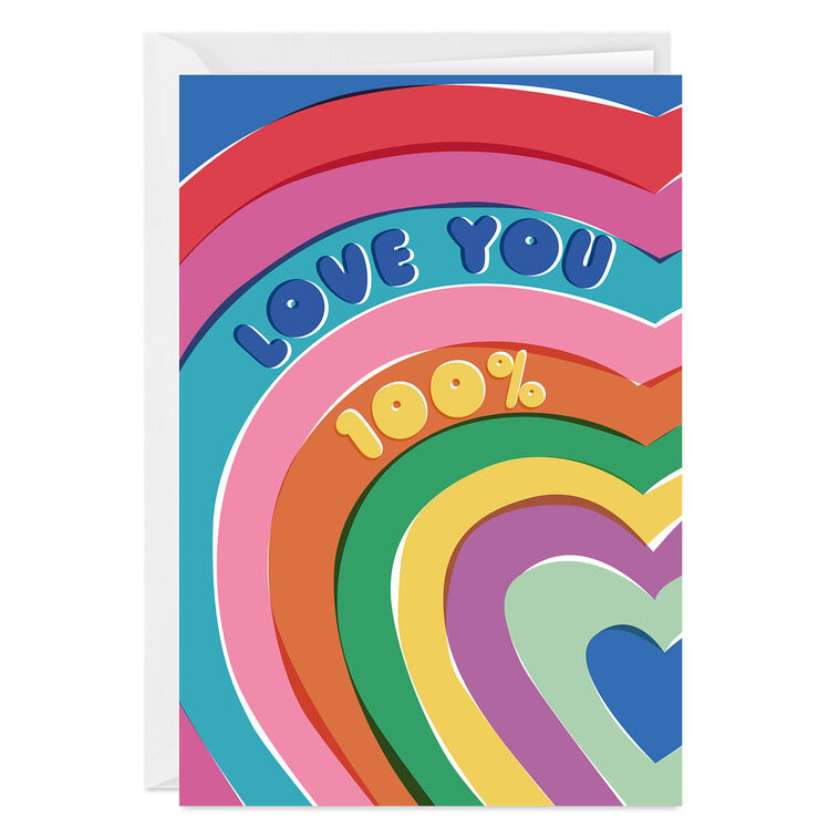 hallmark Love You 100% Colored Hearts Custom Card