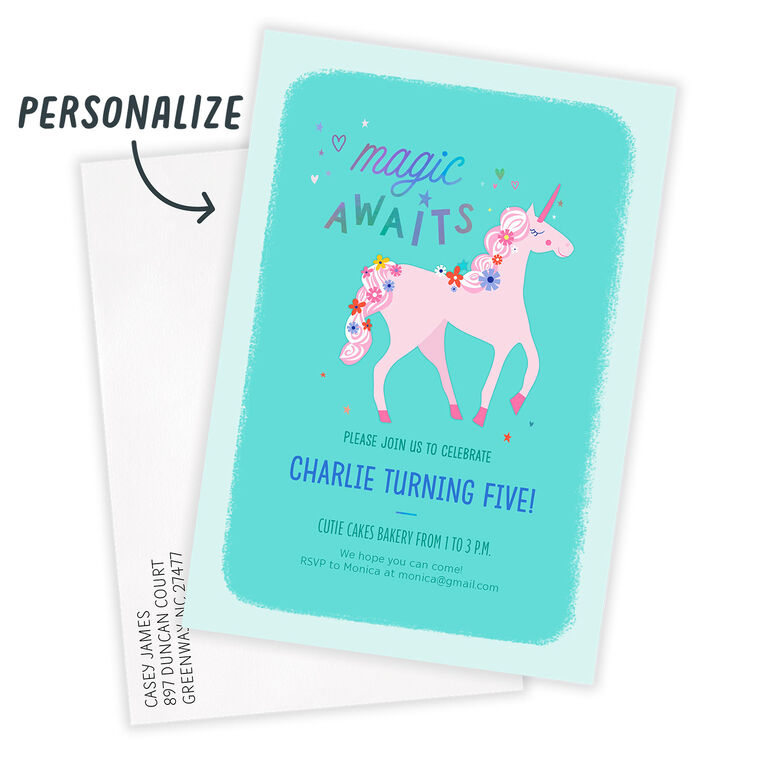 Hallmark Magic Awaits Unicorn Birthday Invitation