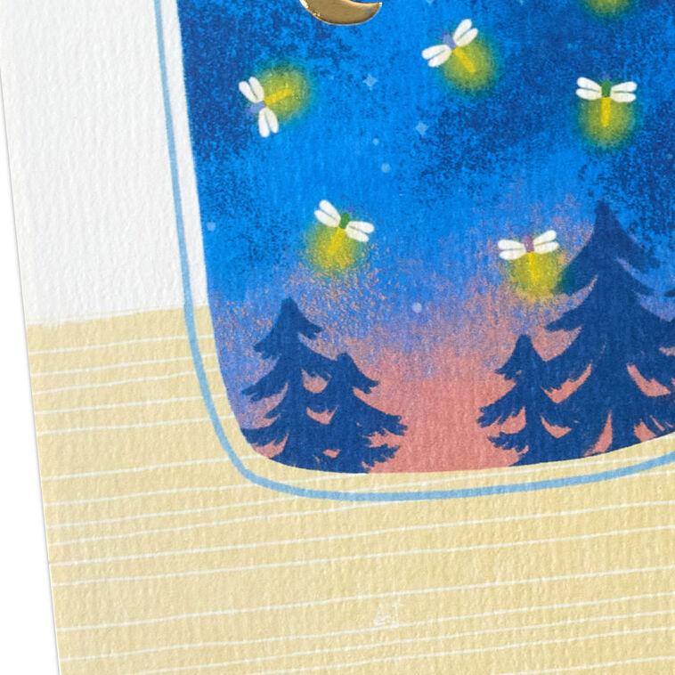 Hallmark Mason Jar Firefly Forest Scene Blank Card