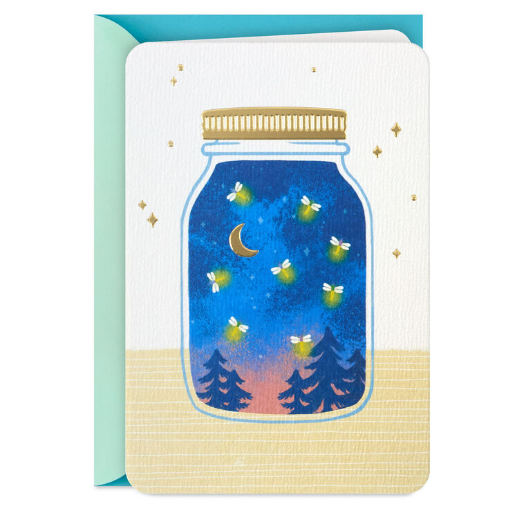 hallmark Mason Jar Firefly Forest Scene Blank Card