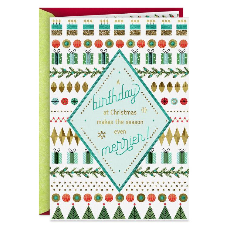 hallmark Merry Wishes Christmas Birthday Card