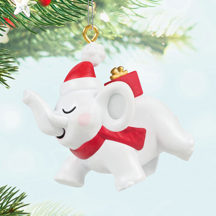 Hallmark Mini Festive White Elephant Ornament 1"