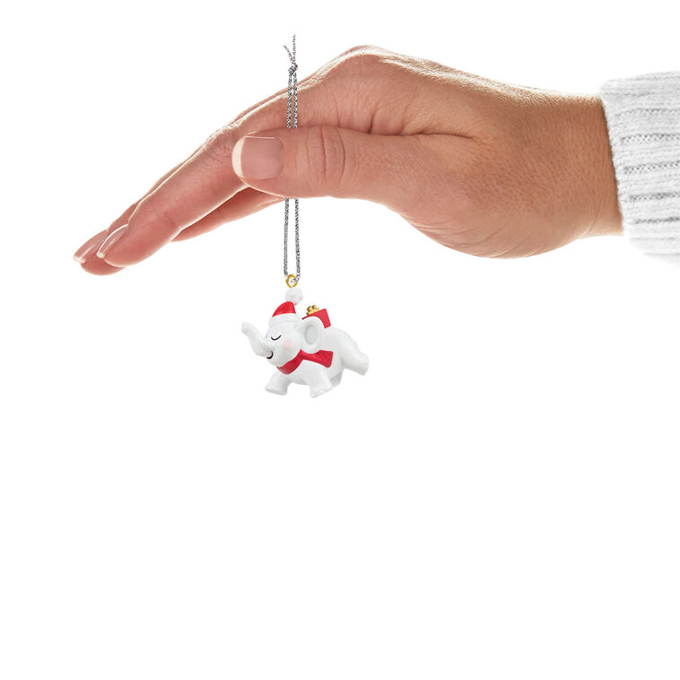 Hallmark Mini Festive White Elephant Ornament 1"