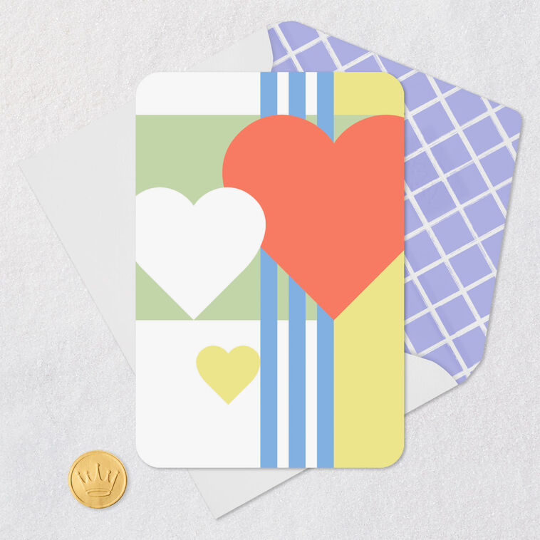 Hallmark Mod Hearts And Stripes Blank Card