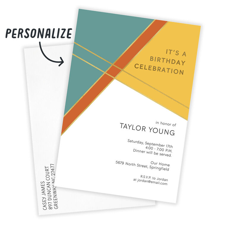 Hallmark Modern Geometric Flat Birthday Invitation