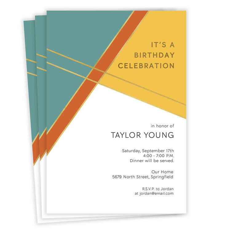hallmark Modern Geometric Flat Birthday Invitation