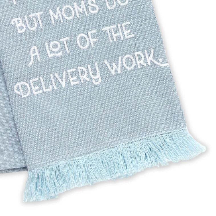 Hallmark Mom Delivers Blue Fringed Tea Towel 18x26