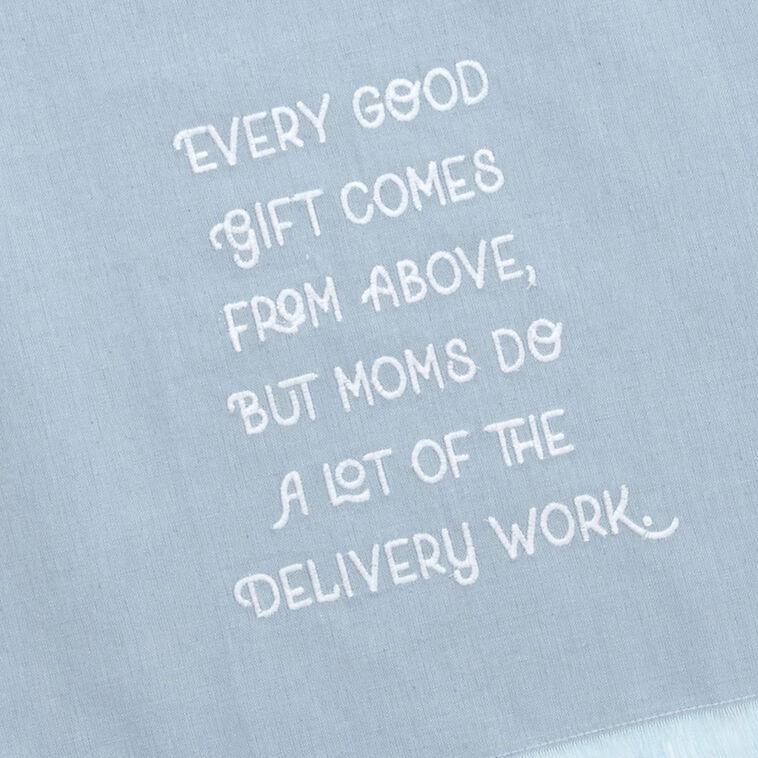 Hallmark Mom Delivers Blue Fringed Tea Towel 18x26
