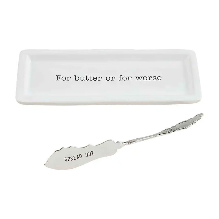 hallmark Mud Pie Butter Dish and Spreader Set