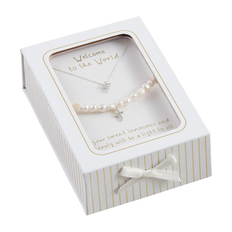 Hallmark Mud Pie Cross Jewelry Gift Set For Baby