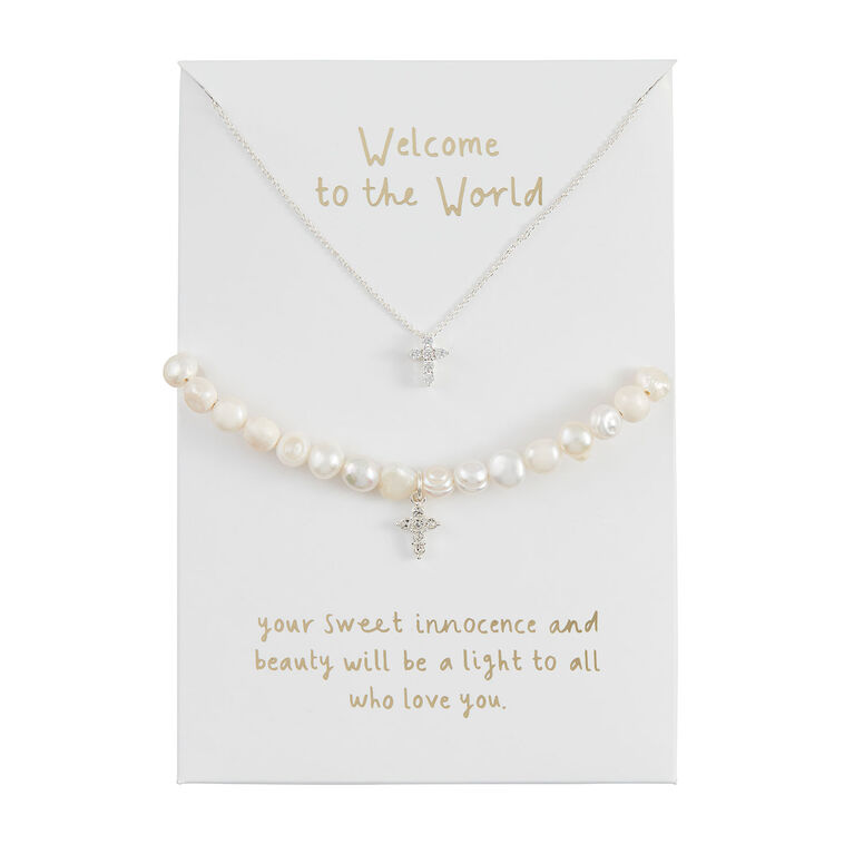 hallmark Mud Pie Cross Jewelry Gift Set for Baby