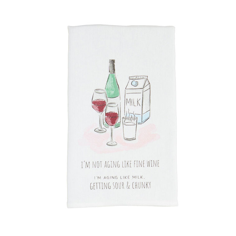 hallmark Mud Pie Fine Wine Funny Tea Towel