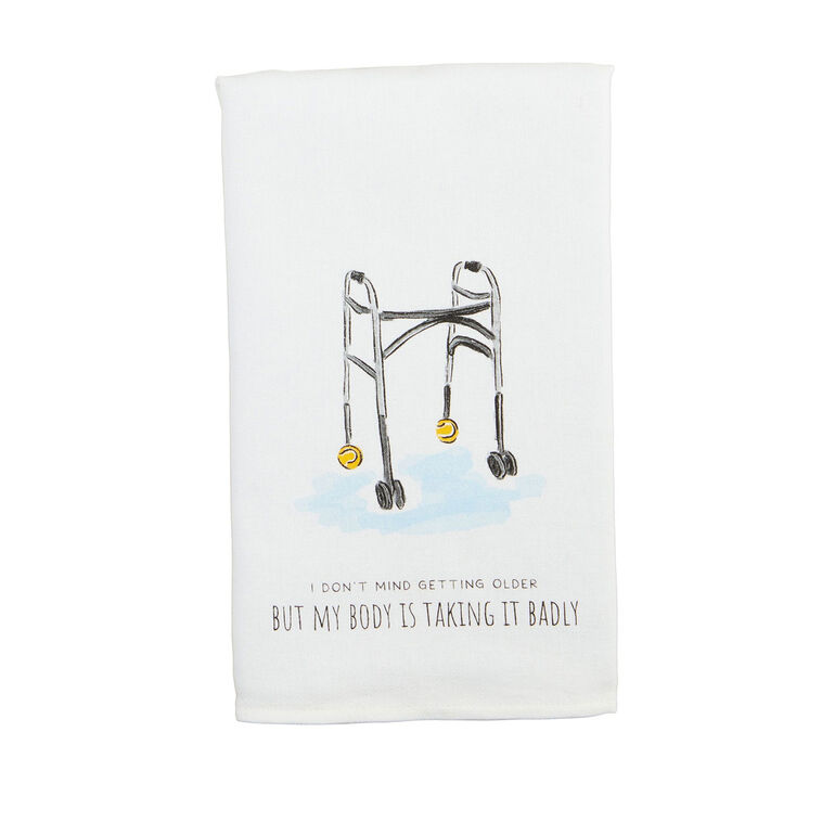 hallmark Mud Pie Getting Older Funny Tea Towel