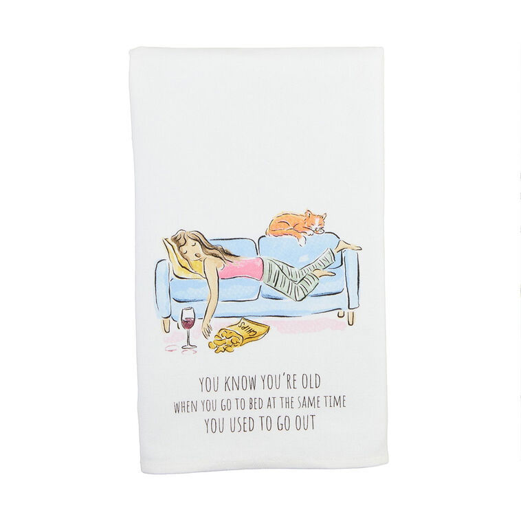 hallmark Mud Pie Go to Bed Funny Tea Towel
