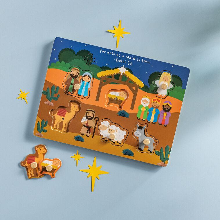 Hallmark Mud Pie Nativity Wooden Puzzle With Sound