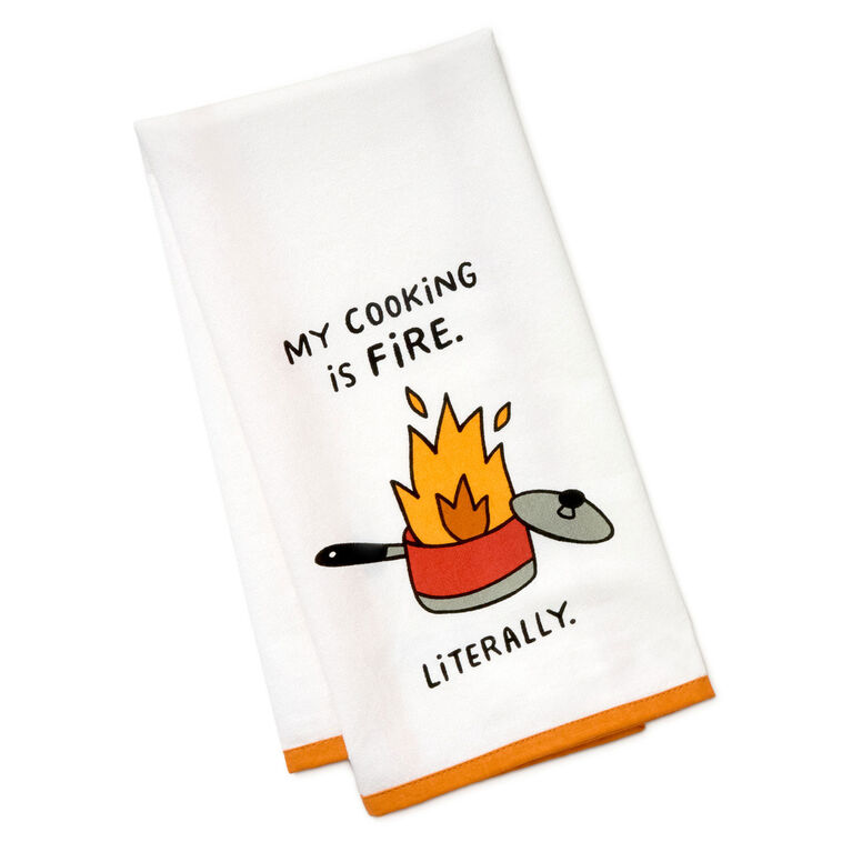 hallmark My Cooking Is Fire Funny Tea Towel 18x26