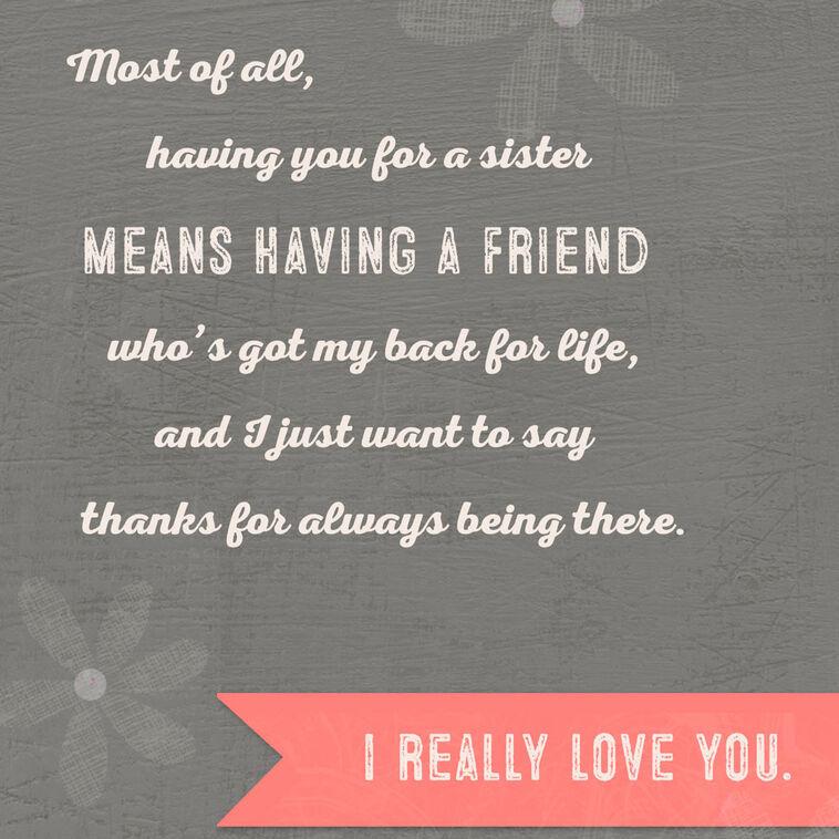Hallmark My Sister A Friend For Life Birthday Card
