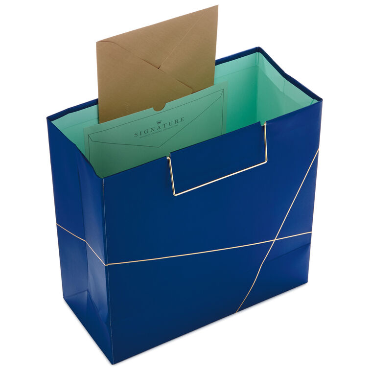 Hallmark Navy With Gold Large Square Gift Bag 10.4"