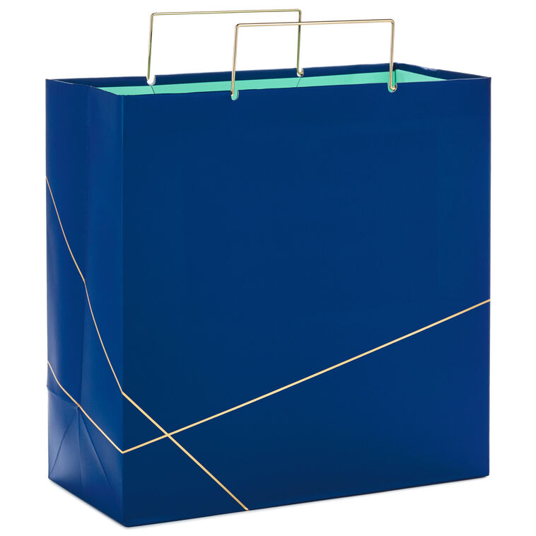 hallmark Navy With Gold Large Square Gift Bag 10.4"