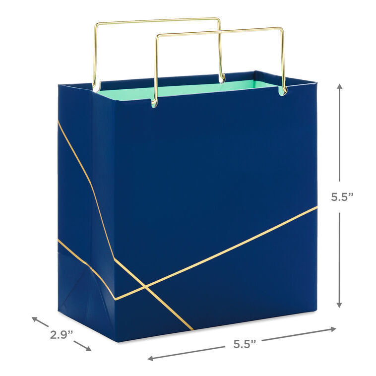 Hallmark Navy With Gold Small Square Gift Bag 5.5"