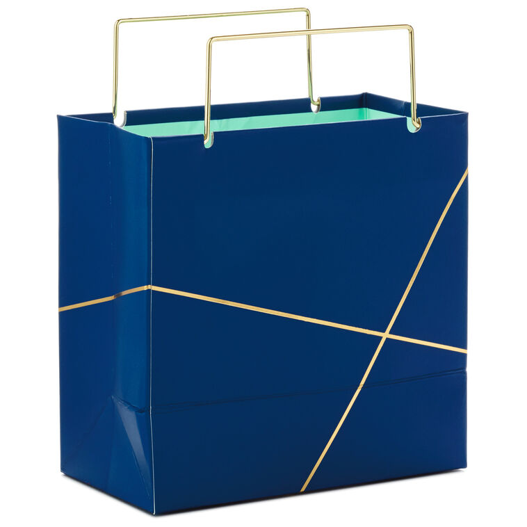 Hallmark Navy With Gold Small Square Gift Bag 5.5"