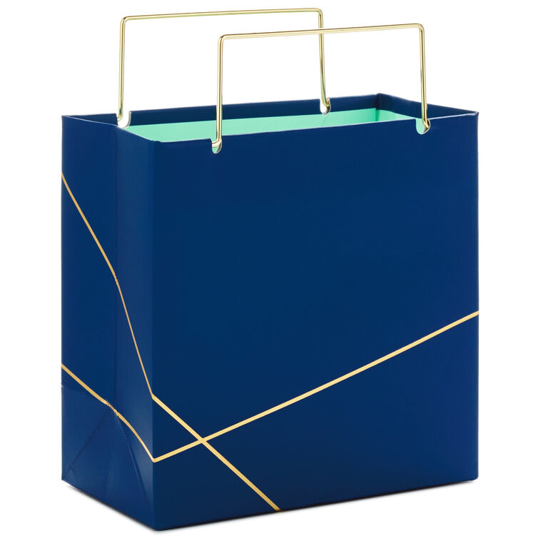 hallmark Navy With Gold Small Square Gift Bag 5.5"