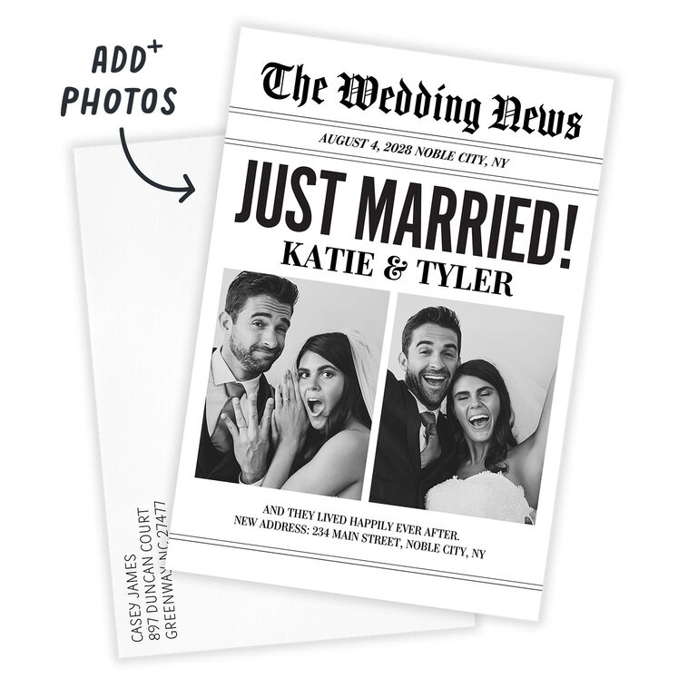 Hallmark Newspaper Flat Wedding Announcement