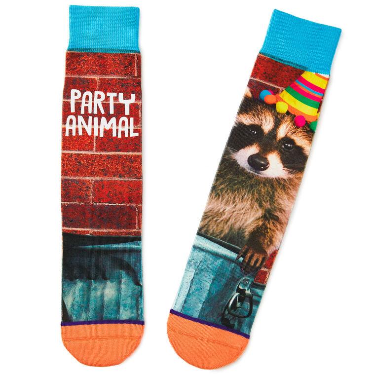 hallmark Party Animal Raccoon Fun Crew Socks