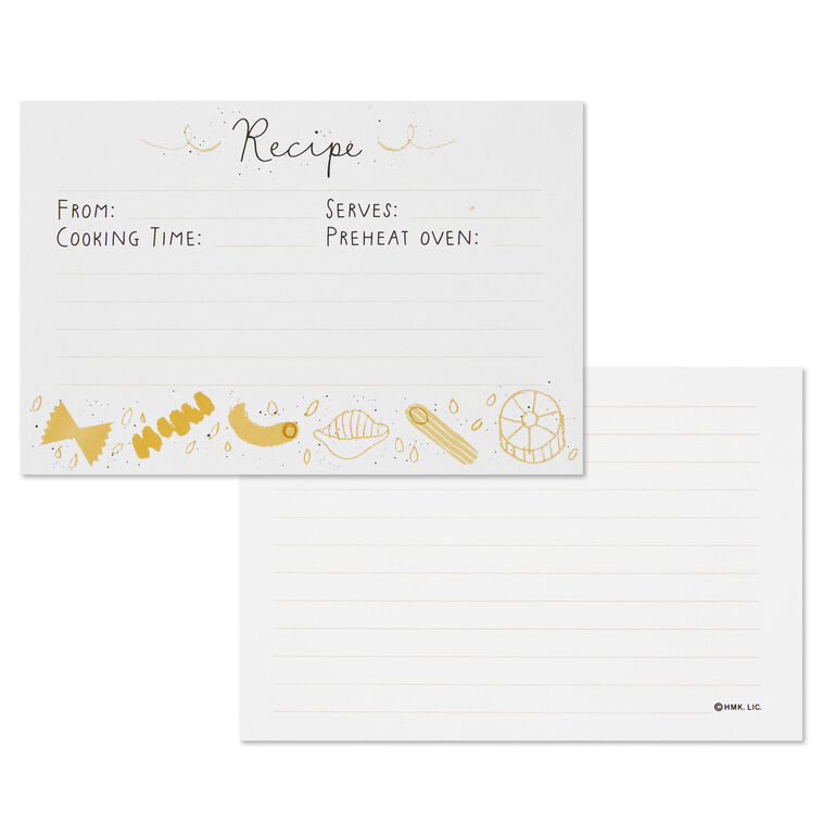hallmark Pasta Recipe Cards Pack of 36
