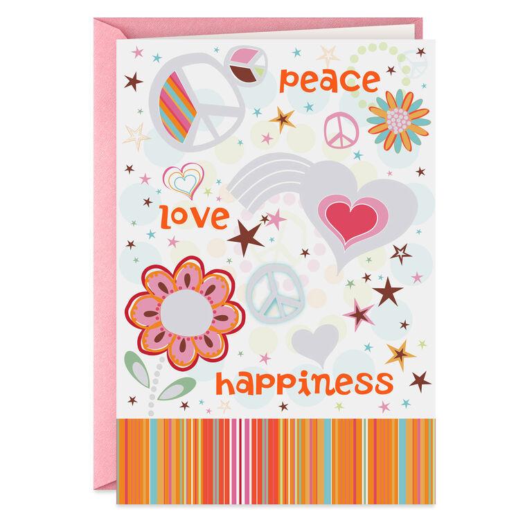 hallmark Peace Love and Happiness Birthday Card