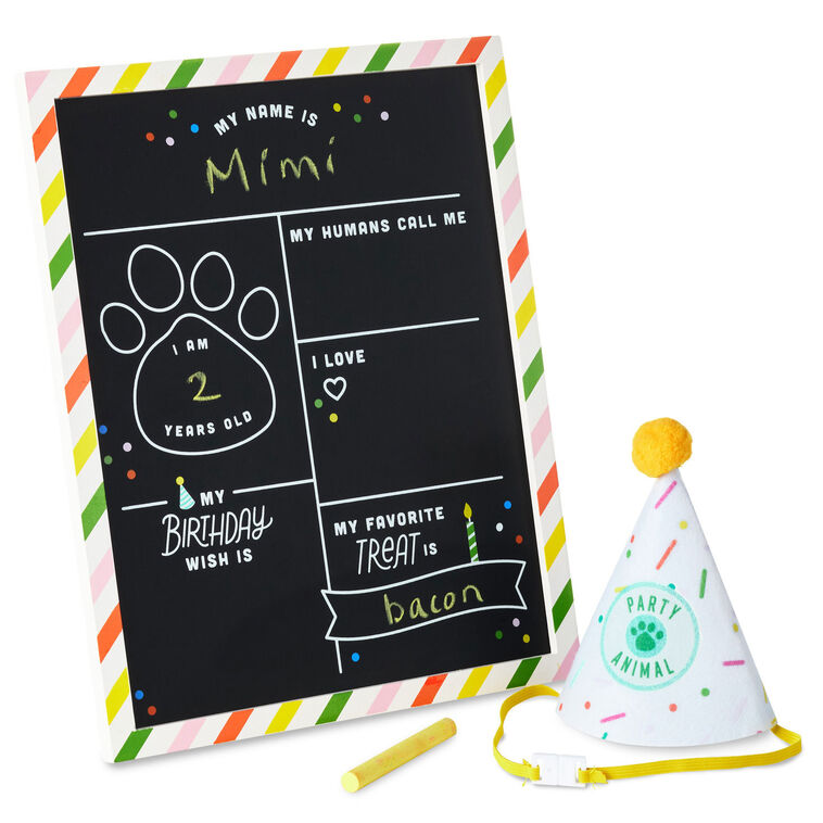 Hallmark Pet Birthday Chalkboard With Party Hat