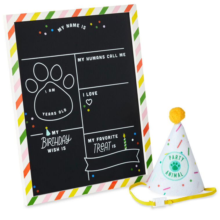 hallmark Pet Birthday Chalkboard With Party Hat