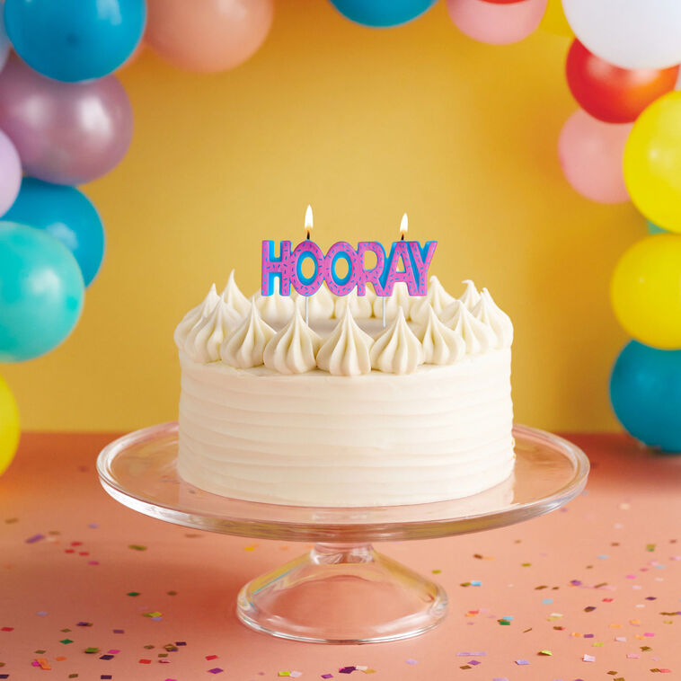 Hallmark Pink And Blue "Hooray" Birthday Candle
