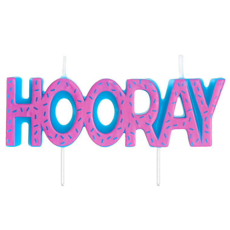 hallmark Pink and Blue "Hooray" Birthday Candle