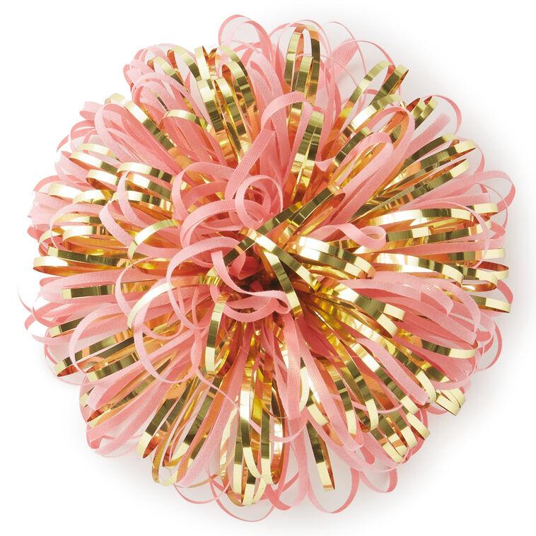 hallmark Pink and Gold Metallic Pom Pom Gift Bow 5"