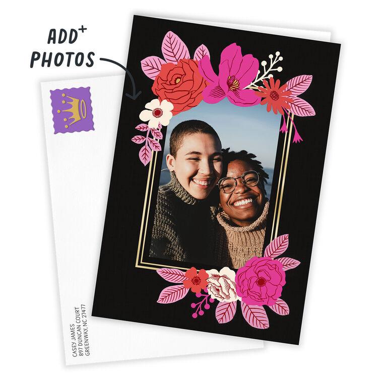 Hallmark Pink Floral And Gold Frame Custom Card