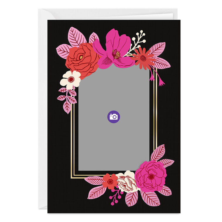 Hallmark Pink Floral And Gold Frame Custom Card